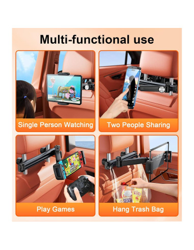 Soporte de Tablet para Auto HIYJEN Ajustable Negro 4.7-13"