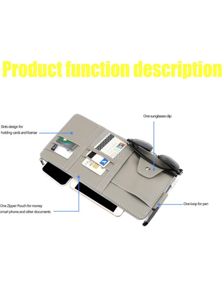 Organizador de Visera de Sol Logctee Rosa con Cremallera y Bolsillos