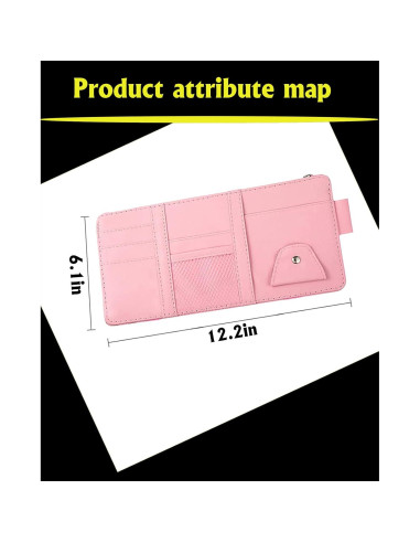 Organizador de Visera de Sol Logctee Rosa con Cremallera y Bolsillos