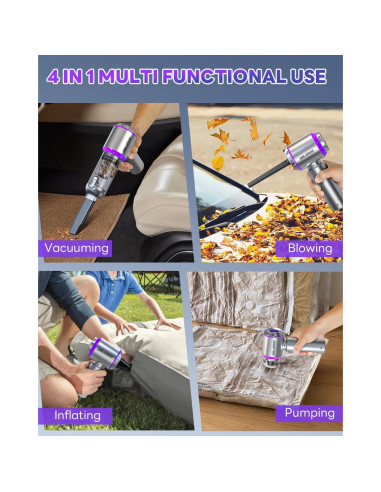 Aspiradora de Coche Portátil Milunho 15000PA Sin Cable 4-en-1