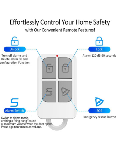 Alarma de Puerta Inalámbrica METAK 120dB con Control Remoto