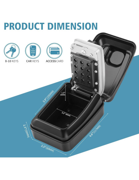 Caja de Llave WJYMRO Montada en Pared 9 Dígitos Impermeable