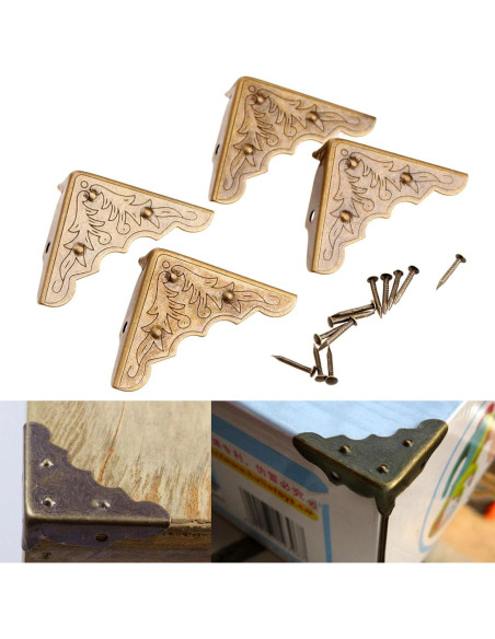 16 Piezas Protectores de Esquinas de Latón Antiguo dophee 32mm