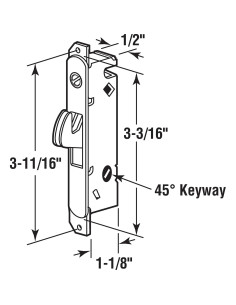 Cerradura de Mortaja Prime-Line MP2014 93.67 mm Acero Zinc 2