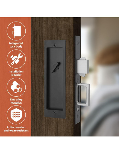 Cerradura de Puerta Deslizante Tyothimm Sin Llave Negro