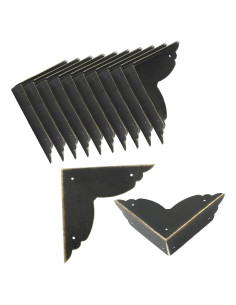 12 Protectores de Esquinas de Metal Zorveiio Negro Antiguo
