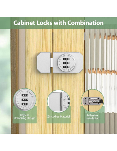 Cerradura de Combinación YogePote para Gabinete Adhesiva 3 Dígitos