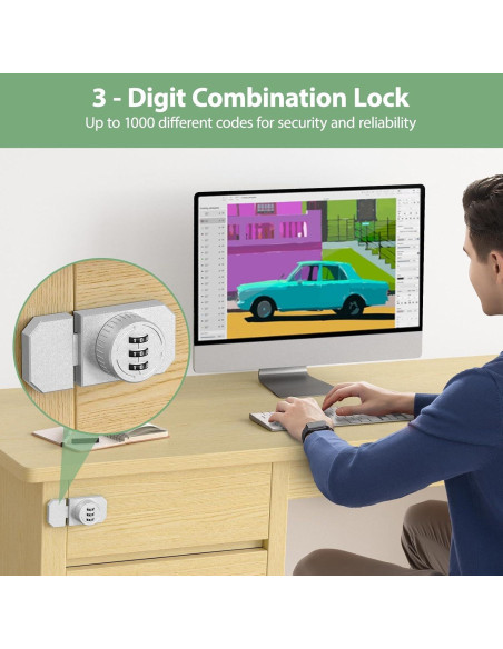 Cerradura de Combinación YogePote para Gabinete Adhesiva 3 Dígitos