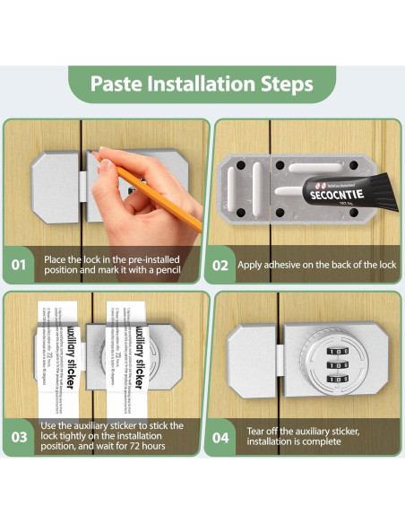 Cerradura de Combinación YogePote para Gabinete Adhesiva 3 Dígitos