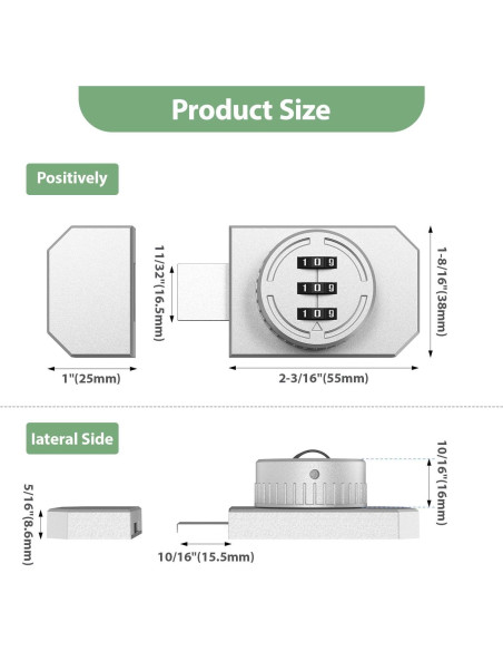 Cerradura de Combinación YogePote para Gabinete Adhesiva 3 Dígitos