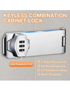 Candado de Combinación KOVOSCH 100mm Plateado para Gabinetes 2