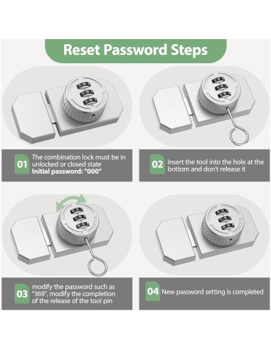 Cerradura de Combinación YogePote para Gabinete Adhesiva 3 Dígitos
