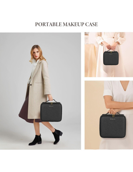 Bolsa de Maquillaje de Viaje Behaesty con Espejo LED Negro