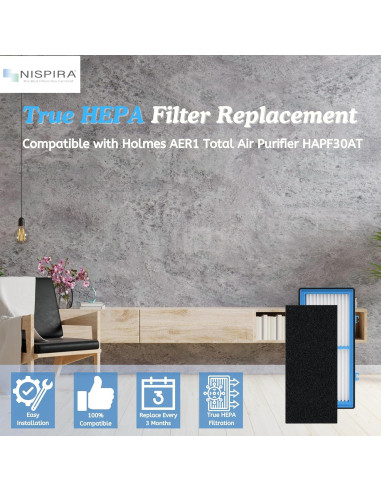 Filtro Nispira AER1 para Purificador de Aire Holmes HAPF30AT 4 HEPA 4 Carbono