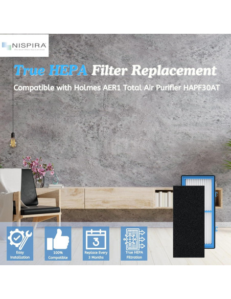 Filtro Nispira AER1 para Purificador de Aire Holmes HAPF30AT 4 HEPA 4 Carbono