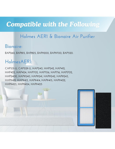 Filtro Nispira AER1 para Purificador de Aire Holmes HAPF30AT 4 HEPA 4 Carbono