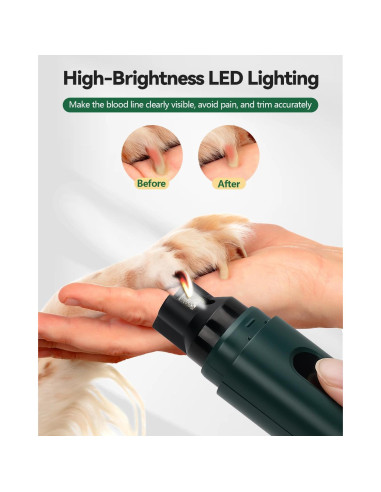 Amoladora de Uñas Eléctrica Weini Verde 5 Velocidades para Perros