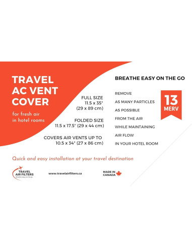 Cubierta de Ventilación de Aire Acondicionado Filtros de Aire de Viaje