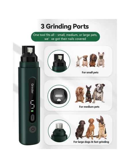 Amoladora de Uñas Eléctrica Weini Verde 5 Velocidades para Perros