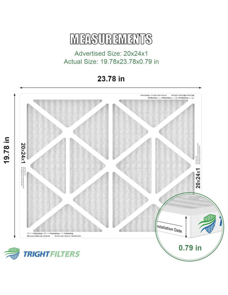 Filtro de aire TRIGHTFILTERS MERV 8 20x24x1 - 4 paquetes