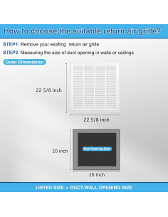Rejilla de Filtro de Aire de Retorno Fancat 20x20 Acero Blanco 2