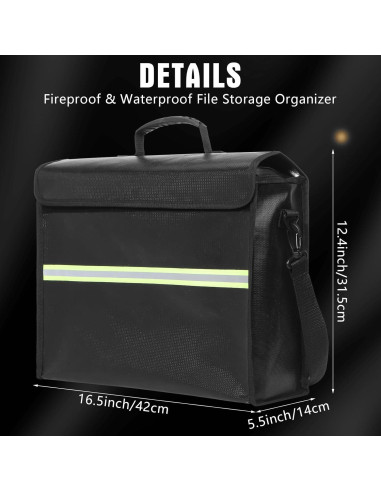 Paquete de 2 Bolsas de Documentos a Prueba de Fuego Fullhawl 42x31.5cm