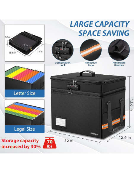 Caja de Documentos a Prueba de Fuego ELOBOON 39.37x30.99x33.02cm