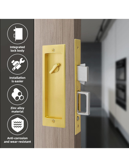 Cerradura de Privacidad Senharvest para Puerta Corredera Oro