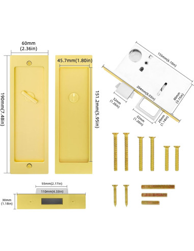 Cerradura de Privacidad Senharvest para Puerta Corredera Oro