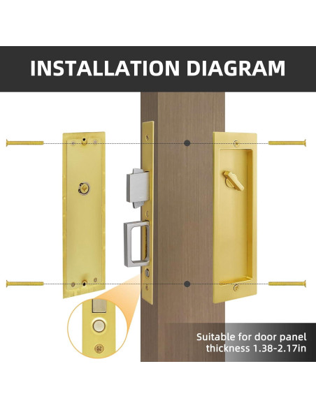 Cerradura de Privacidad Senharvest para Puerta Corredera Oro