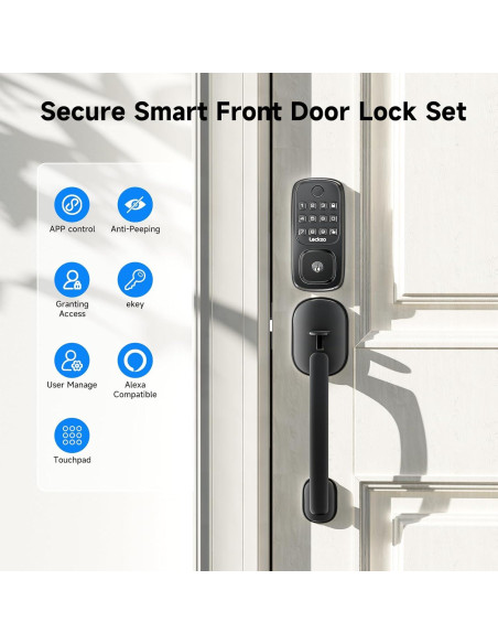 Cerradura Inteligente Lockzo WL01 con Manija y WiFi - Negro