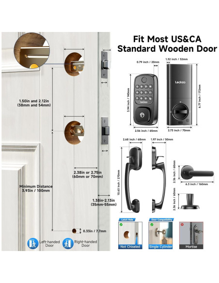Cerradura Inteligente Lockzo WL01 con Manija y WiFi - Negro