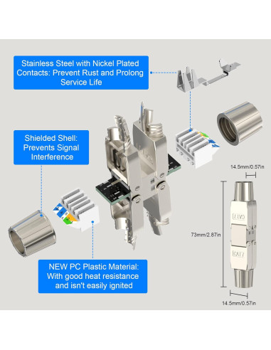 Acoplador RJ45 VCELINK sin herramientas Cat7 2 paquetes