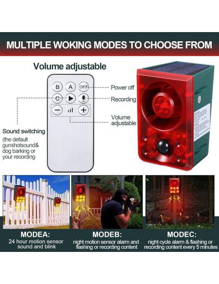 Qualirey Alarma de Movimiento Solar 2 Pcs con Control Remoto