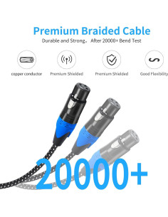 Cable divisor Y XLR hembra a 2 machos DETAME 0.61 m 2