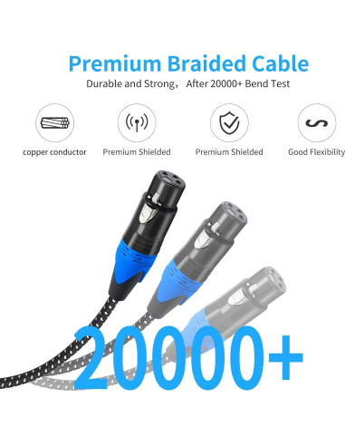 Cable divisor Y XLR hembra a 2 machos DETAME 0.61 m