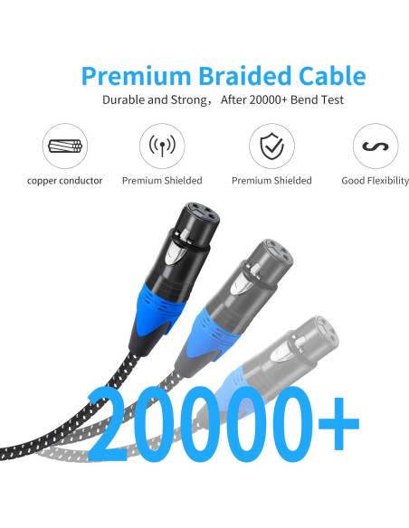 Cable divisor Y XLR hembra a 2 machos DETAME 0.61 m