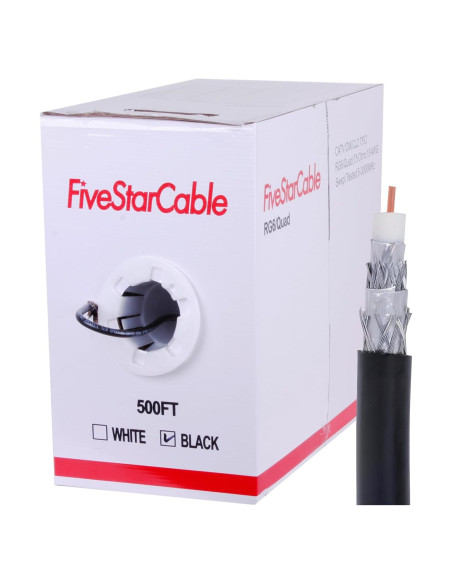 Cable Coaxial RG6 152.4m Cuádruple Apantallado FiveStarCable