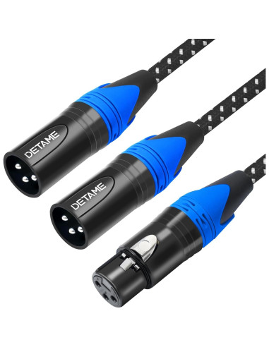 Cable divisor Y XLR hembra a 2 machos DETAME 0.61 m
