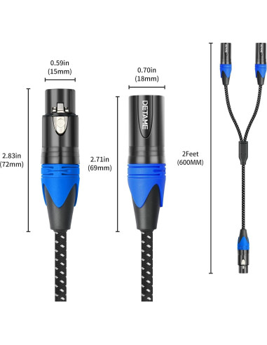 Cable divisor Y XLR hembra a 2 machos DETAME 0.61 m