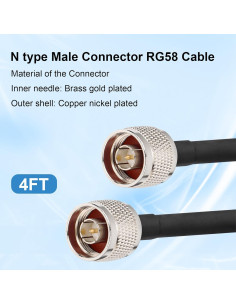 Cable Coaxial N Macho a N Macho 1.22m XRDS-RF RG58 50 Ohm 2