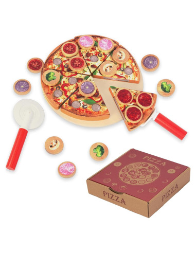 Set de Juguete de Pizza de Madera WoodenEdu - 6 Piezas