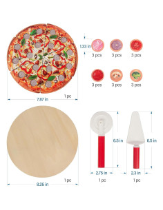 Set de Juguete de Pizza de Madera WoodenEdu - 6 Piezas 2