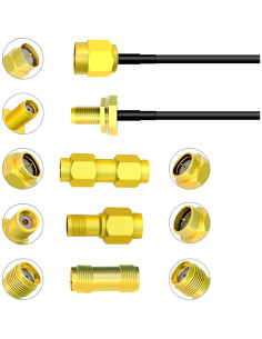 Cable Coaxial Goupchn SMA Macho a Hembra RG174 3m con Adaptadores 2