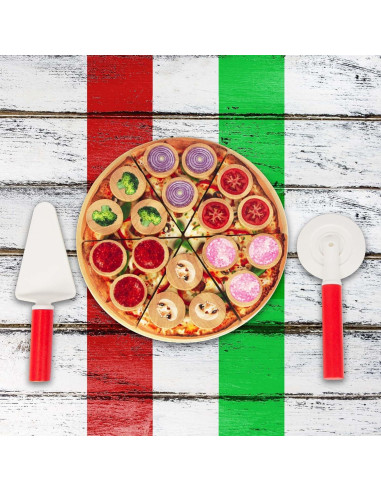 Set de Juguete de Pizza de Madera WoodenEdu - 6 Piezas