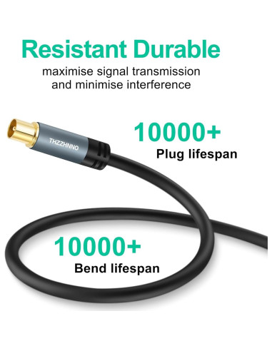 Cable Coaxial RG6 3M Zhongben Macho a Macho Baño de Oro