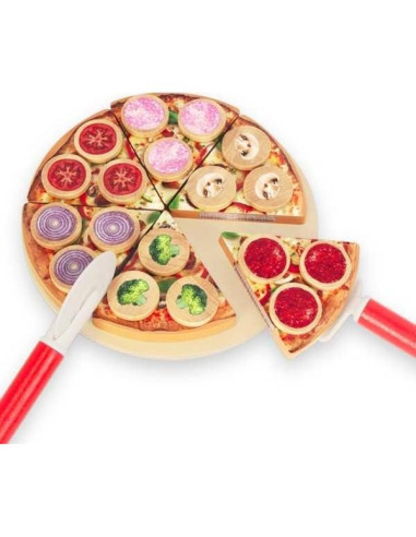 Set de Juguete de Pizza de Madera WoodenEdu - 6 Piezas
