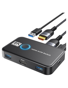 Interruptor KVM Viagkiki 2 Computadoras HDMI 8K@60Hz USB 3.0