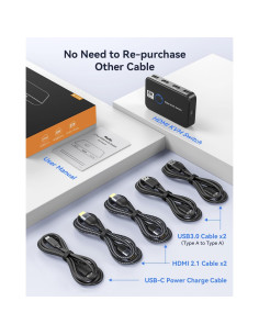 Interruptor KVM Viagkiki 2 Computadoras HDMI 8K@60Hz USB 3.0 2