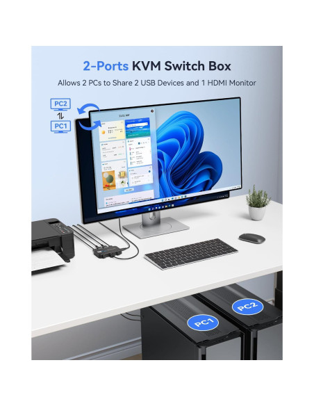 Interruptor KVM Viagkiki 2 Computadoras HDMI 8K@60Hz USB 3.0